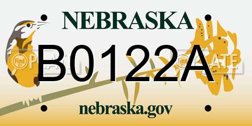 B0122A Nebraska License Plate