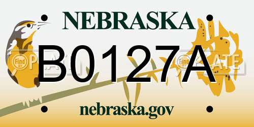 B0127A Nebraska License Plate