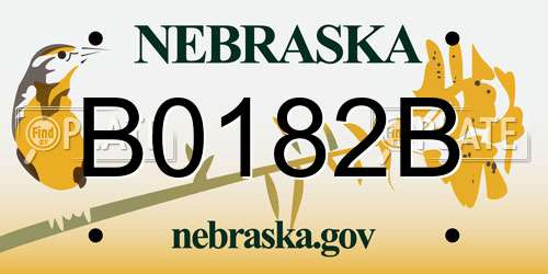 B0182B Nebraska License Plate
