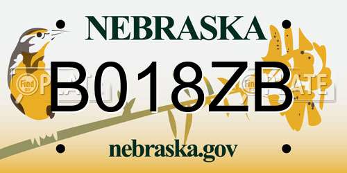 B018ZB Nebraska License Plate