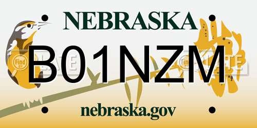 B01NZM Nebraska License Plate