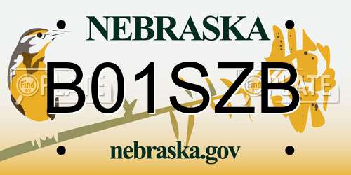 B01SZB Nebraska License Plate