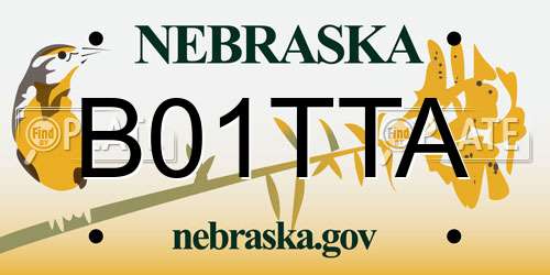 B01TTA Nebraska License Plate