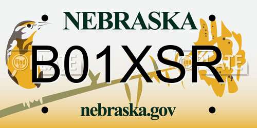 B01XSR Nebraska License Plate