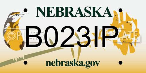 B023IP Nebraska License Plate