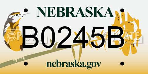B0245B Nebraska License Plate