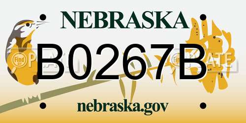 B0267B Nebraska License Plate