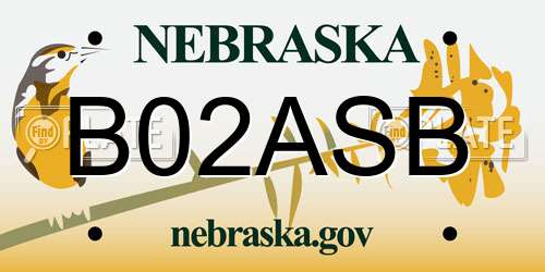 B02ASB Nebraska License Plate