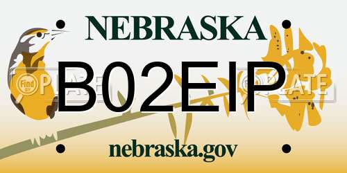 B02EIP Nebraska License Plate