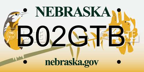 B02GTB Nebraska License Plate