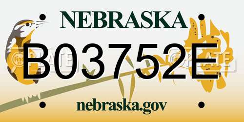 B03752E Nebraska License Plate