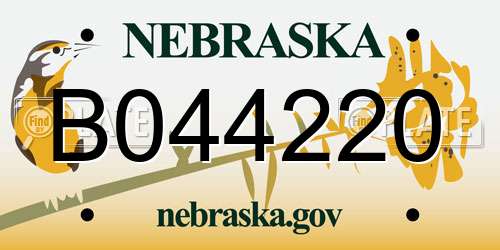 B044220 Nebraska License Plate
