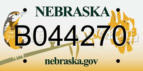 B044270 Nebraska License Plate