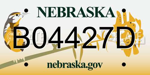 B04427D Nebraska License Plate