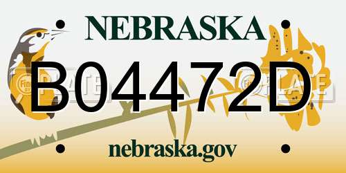 B04472D Nebraska License Plate