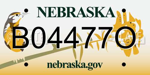 B04477O Nebraska License Plate