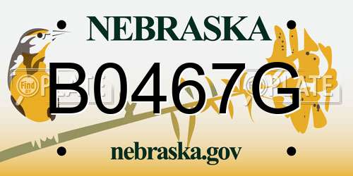 B0467G Nebraska License Plate