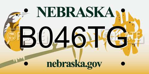 B046TG Nebraska License Plate