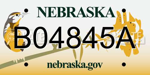 B04845A Nebraska License Plate