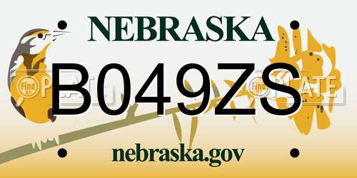 B049ZS Nebraska License Plate