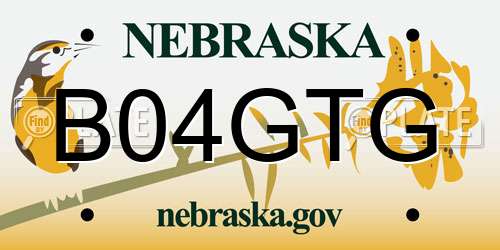B04GTG Nebraska License Plate