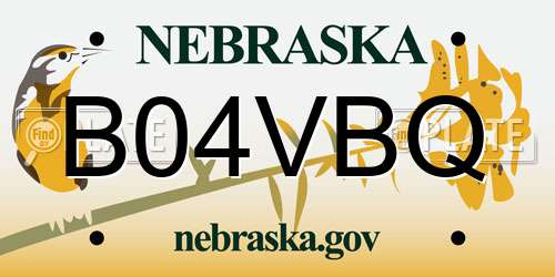 B04VBQ Nebraska License Plate