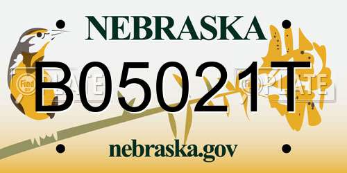 B05021T Nebraska License Plate