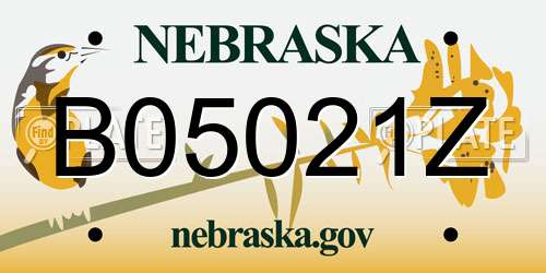 B05021Z Nebraska License Plate