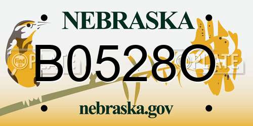B0528O Nebraska License Plate