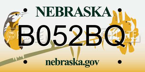 B052BQ Nebraska License Plate