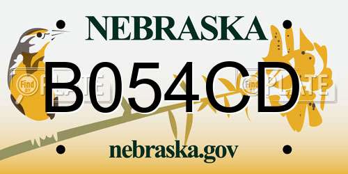 B054CD Nebraska License Plate