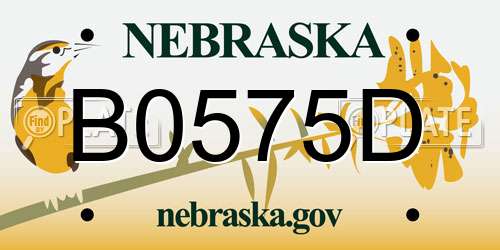 B0575D Nebraska License Plate