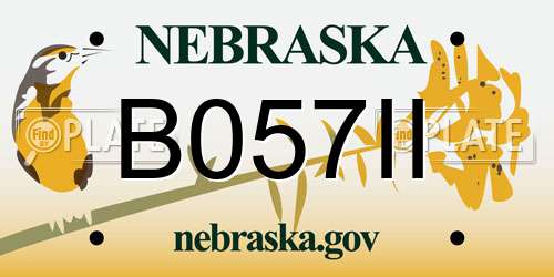 B057II Nebraska License Plate