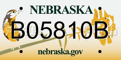 B05810B Nebraska License Plate