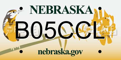 B05CCL Nebraska License Plate