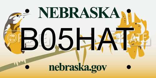 B05HAT Nebraska License Plate