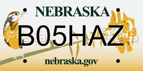 B05HAZ Nebraska License Plate