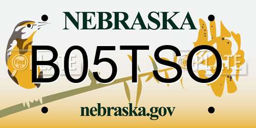 B05TSO Nebraska License Plate