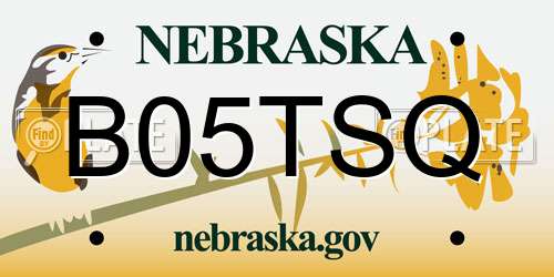 B05TSQ Nebraska License Plate