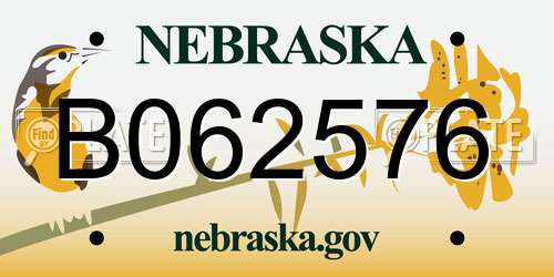 B062576 Nebraska License Plate