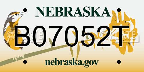 B07052T Nebraska License Plate