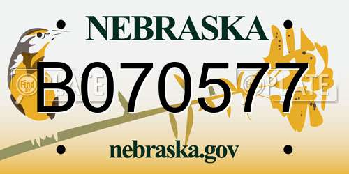 B070577 Nebraska License Plate