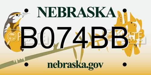 B074BB Nebraska License Plate