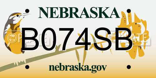 B074SB Nebraska License Plate