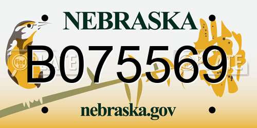 B075569 Nebraska License Plate