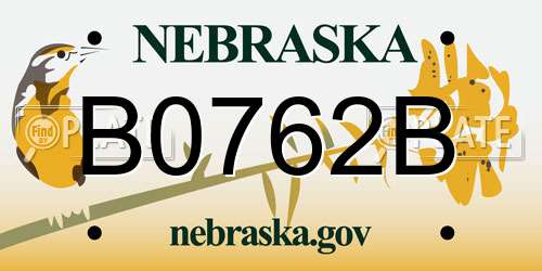 B0762B Nebraska License Plate
