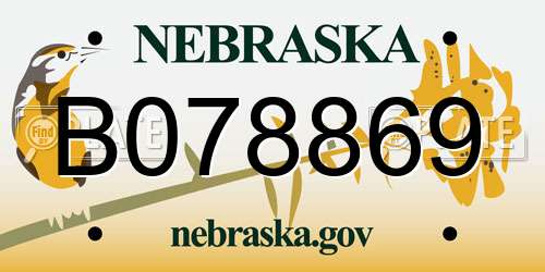 B078869 Nebraska License Plate