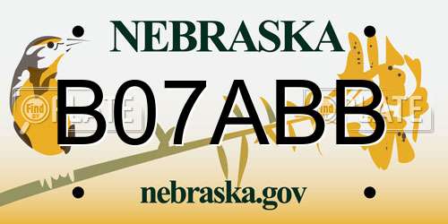 B07ABB Nebraska License Plate