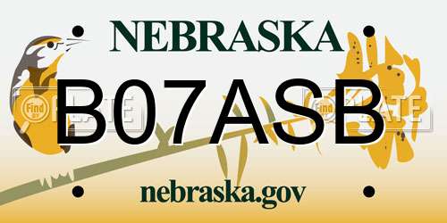 B07ASB Nebraska License Plate