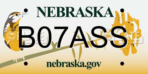 B07ASS Nebraska License Plate